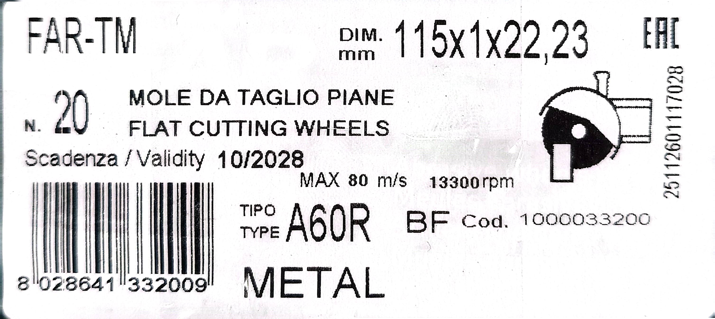 Image of product SAIT CUTTING DISC BOX OF 20 PIECES