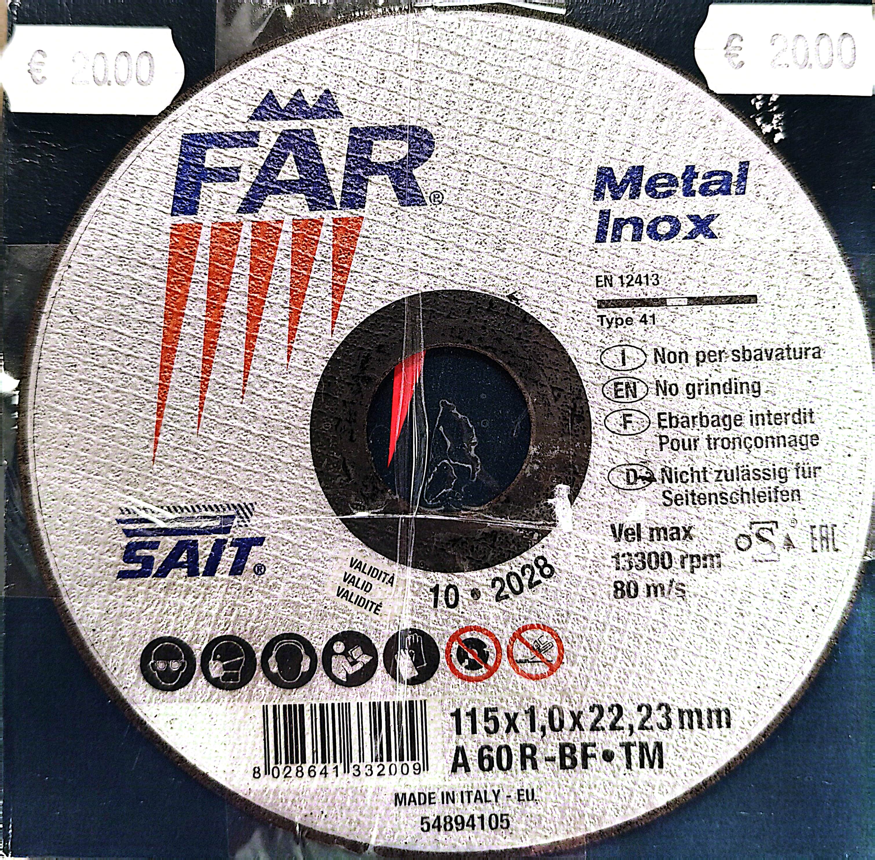 Image of product SAIT CUTTING DISC BOX OF 20 PIECES